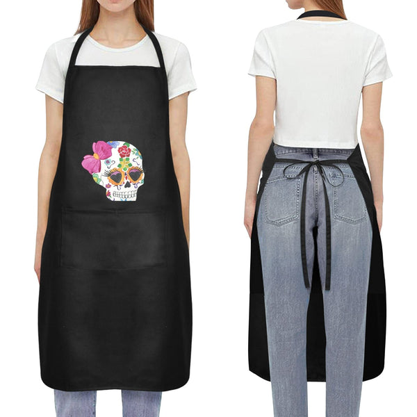 Skull With Pink Bow Waterproof Apron for Women