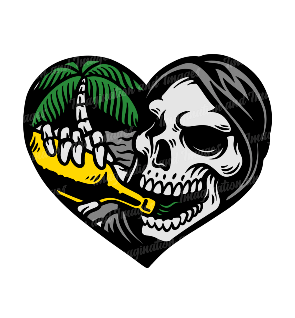 Skull Drinking In Heart Image | Instant Download | Digital File | SVG | JPG | PNG | EPS