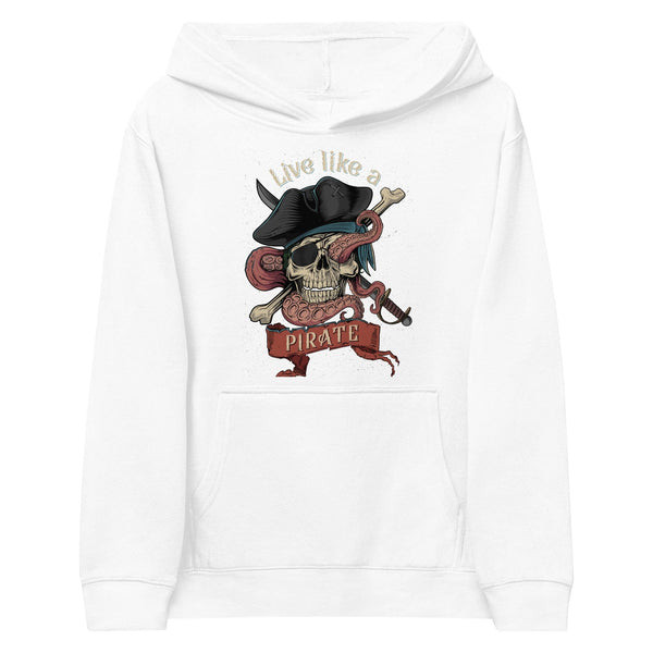 Skull Live Like A Pirate Kids fleece hoodie