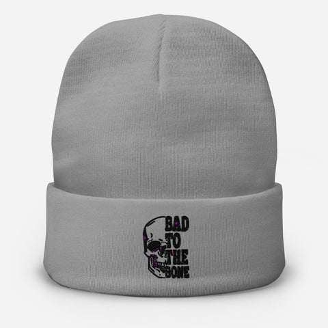 Skull Bad To The Bone Embroidered Beanie