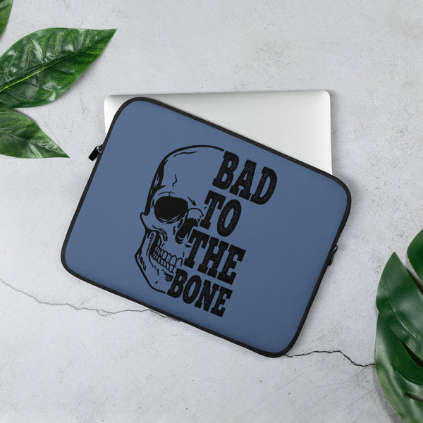 Bad To The Bone Blue Laptop Sleeve