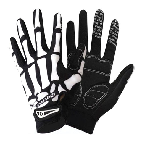 Racing Full Finger Skull 🧤 💀 Bicycle Gloves - Skull Clothing and Accessories Skull only Merchandise