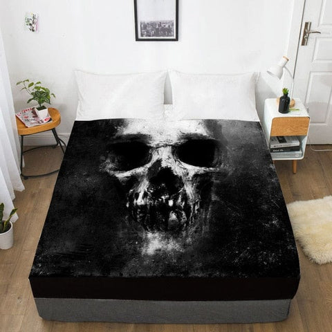 Scary Dark Skull Fitted With Elastic Bed Sheet - Skull Clothing and Accessories Skull only Merchandise