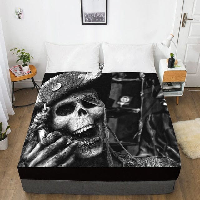 Laughing Skull Fitted With Elastic Bed Sheet - Skull Clothing and Accessories Skull only Merchandise