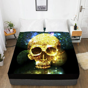 Gold Skull Fitted With Elastic Bed Sheet - Skull Clothing and Accessories Skull only Merchandise