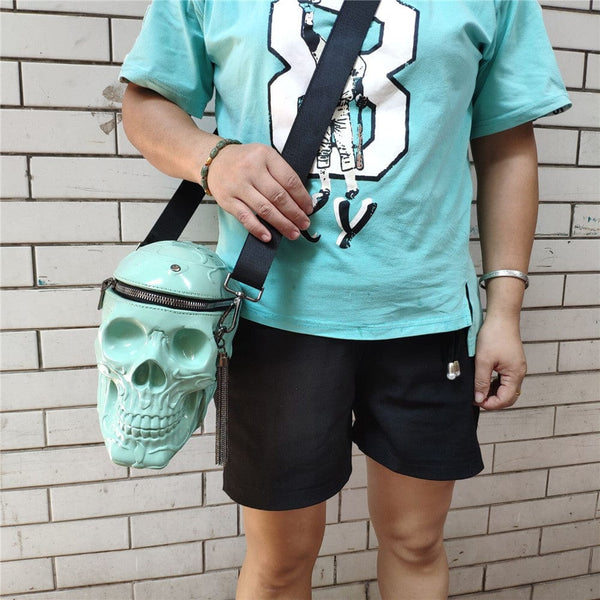 Skull Head Black Shoulder Cross body Messenger Bag - Skull Clothing and Accessories Skull only Merchandise