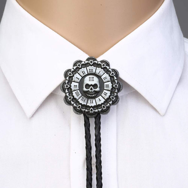 Skull Head Sunflower Bolo Tie Leather Rope Necktie - Skull Clothing and Accessories Skull only Merchandise