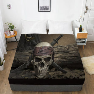 Pirate Skull Elastic Fitted Sheet Queen/King Bed Sheets