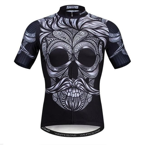 Skull With Mustashe Breathable Cycling Jersey