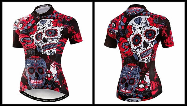 Women's Skull Red Cycling Jersey