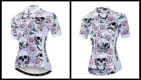 Women's Skull Flowers Cycling Jersey