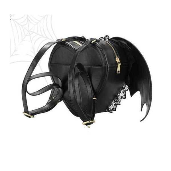 Gothic Lolita Heart-Shaped Lace Devil Bat Wings Backpack