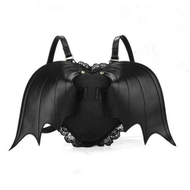 Gothic Lolita Heart-Shaped Lace Devil Bat Wings Backpack