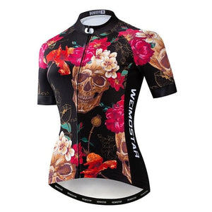 Women's Flower Skull Cycling Jersey