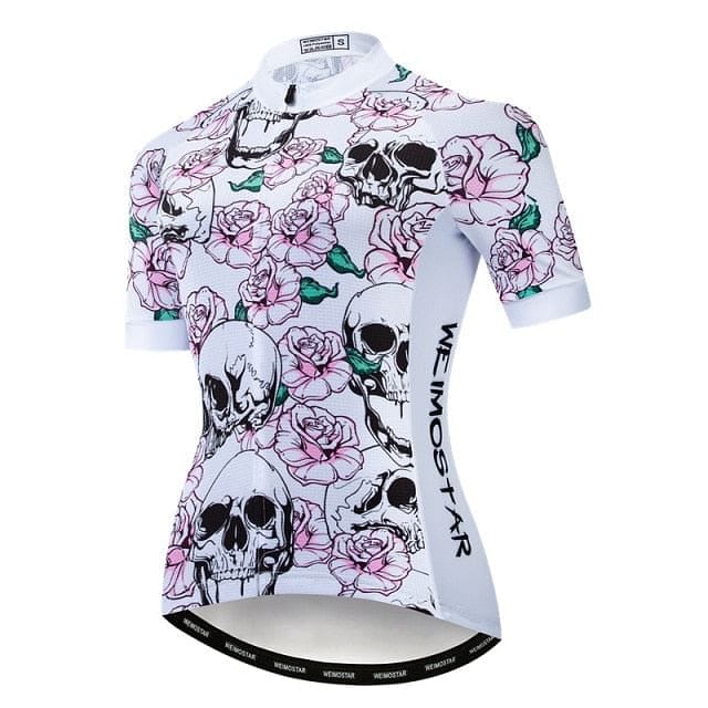 Women's Skull Flowers Cycling Jersey