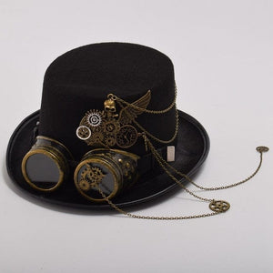 Steampunk Gothic Goggles Vintage Chains Skull Wings Top Hat