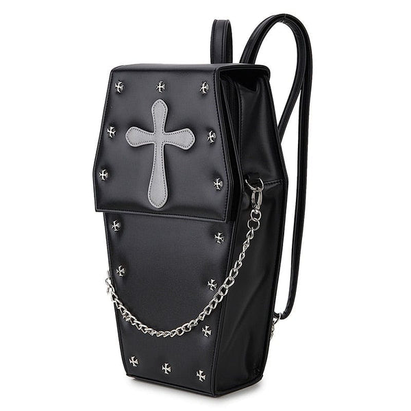 Punk Goth Style Women's Coffin Shape Black Backpack