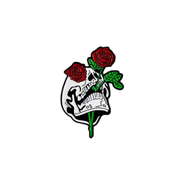 Skull Skeleton Rose Enamel Lapel Pins