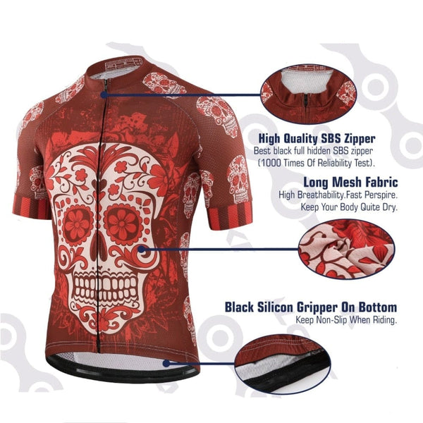 Unique Red Skull Bike Sportswear Bicycle Shirt
