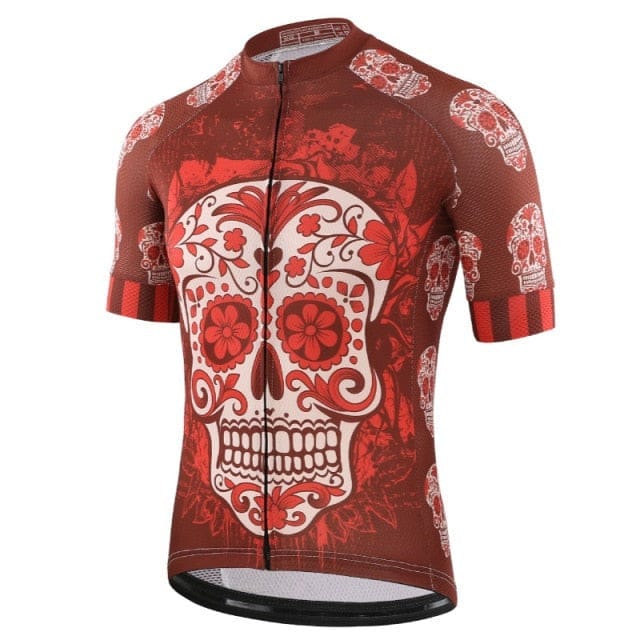 Unique Red Skull Bike Sportswear Bicycle Shirt