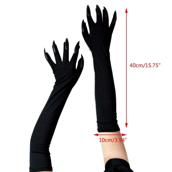 💀 Elbow Length Long Fingernail Gloves
