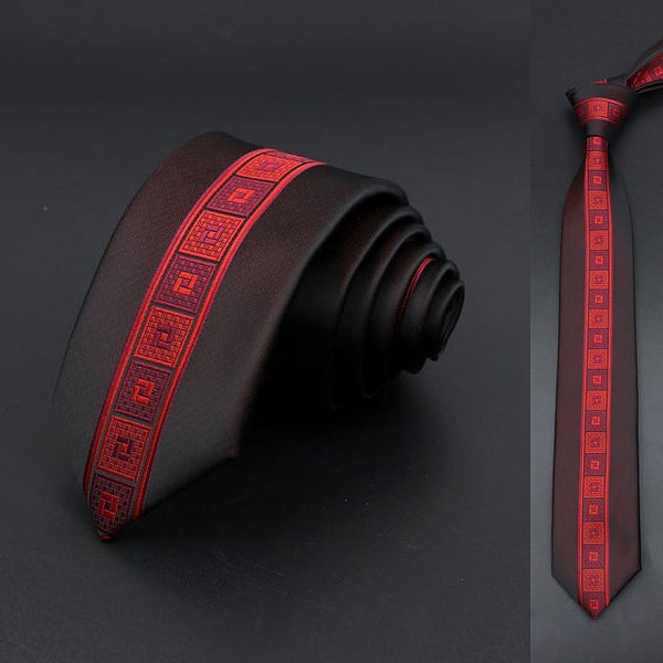 Necktie Black Red Floral Paisley Skinny 6cm Ties