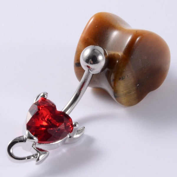 1Pc Navel Piercing Devil Heart Surgical Steel Body Jewelry