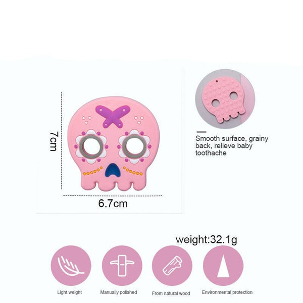1PCS Silicone Baby Skull Silicone Teether 4 Colors