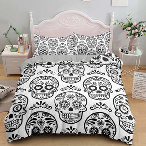 3D Greay Sugar Skull Printed Bedding Set Duvet Cover
