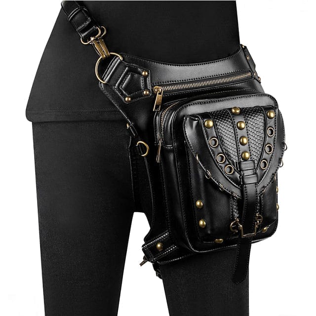 Steampunk Leather Retro Rivet Circles Leg Bag