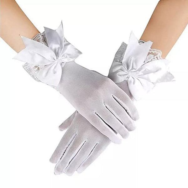 Women's Lace Short Elegant Stretch Mesh Full Finger Gloves