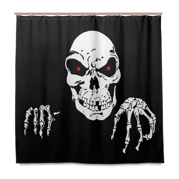 Waterproof Skull Print Shower Curtain with 12 Hooks