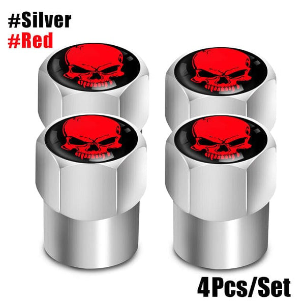 4Pcs Skull Tire Valve Stem Cap Universal fit for Car, Bicycle, Truck, Motorcycle