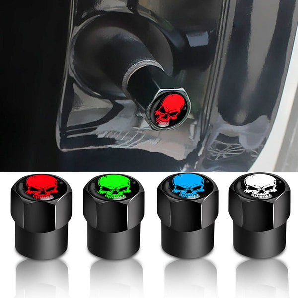 4Pcs Skull Tire Valve Stem Cap Universal fit for Car, Bicycle, Truck, Motorcycle