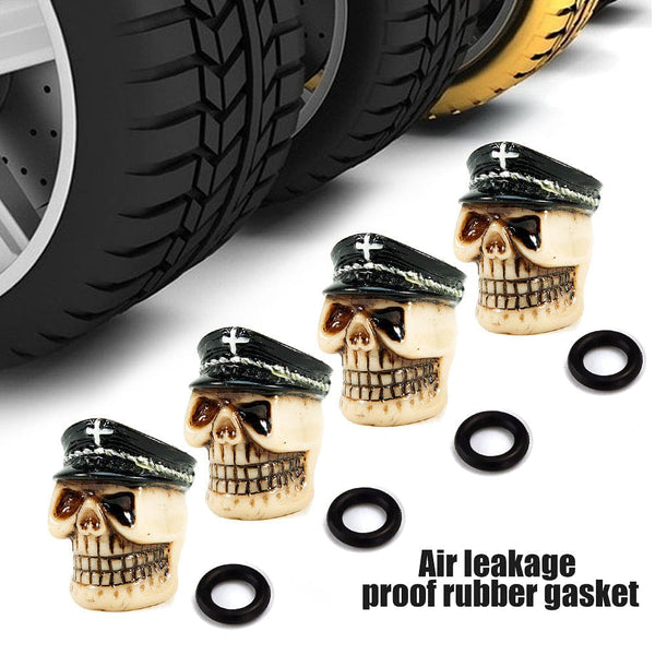 4Pcs/Set Red/Black Skull Head Car Wheel Tire Air Valve Stem Caps