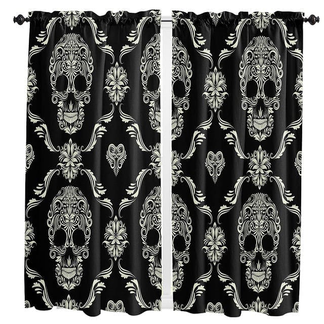 Sugar Skull Black Curtains For Home Decorative