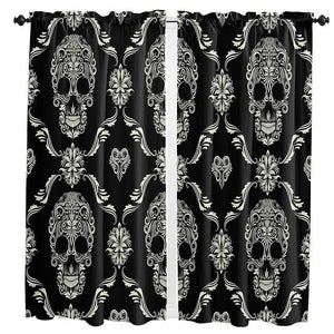 Sugar Skull Black Curtains For Home Decorative