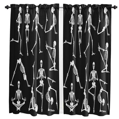 Skulls Doing Yoga Curtains For Home Decorative