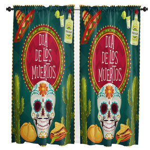 Mexican Skull Curtains For Home Decorative