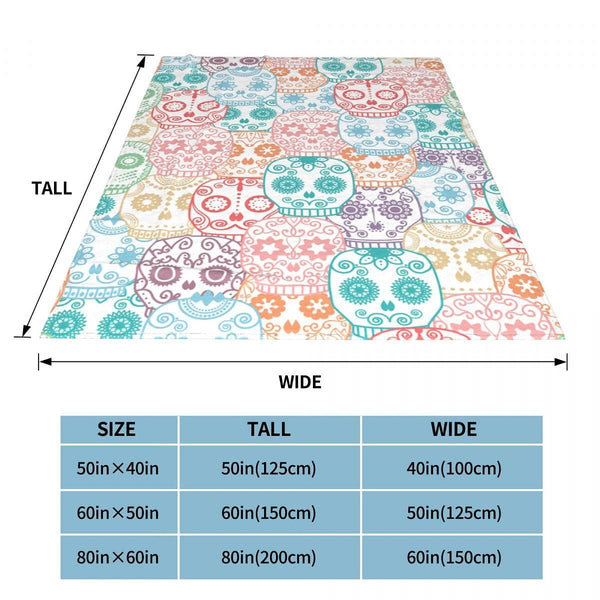 Colorful Mexican Sugar Skull Throw Blanket