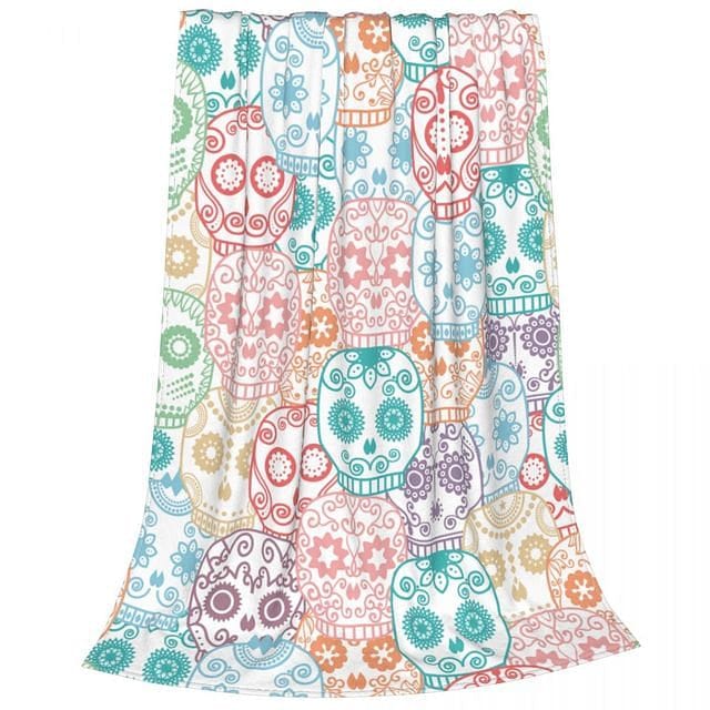 Colorful Mexican Sugar Skull Throw Blanket