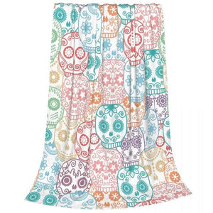 Colorful Mexican Sugar Skull Throw Blanket