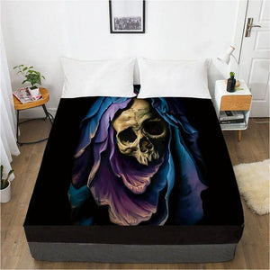 Skull Flower Center 1pc Elastic Fitted Sheet With An Elastic Band