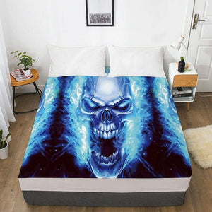 Blue Electric Skull 1pc Elastic Fitted Sheet With An Elastic Band