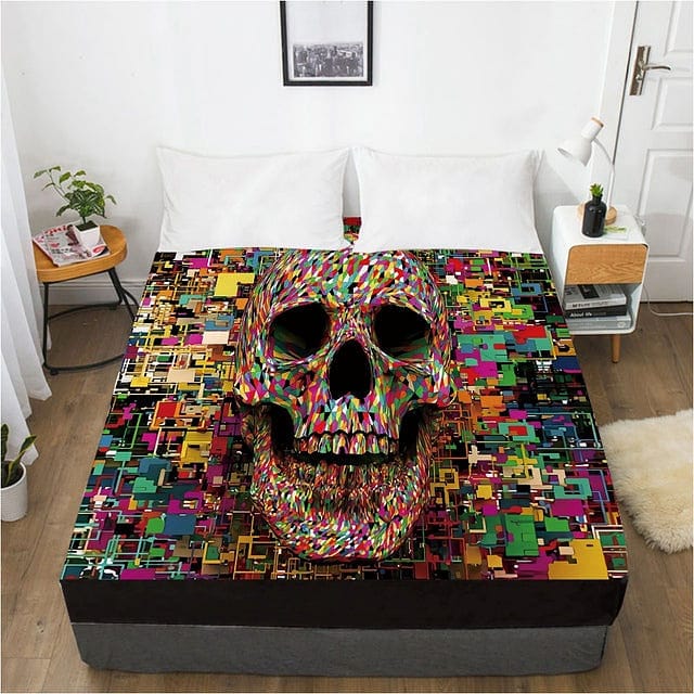 Skull 1pc Elastic Fitted Sheet With An Elastic Band
