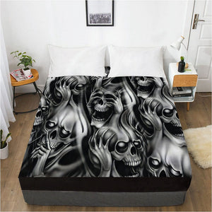 Ghost Skulls Elastic Fitted Bed Sheet With An Elastic Band 1pc