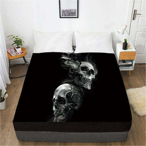 Two Skulls Elastic Fitted Bed Sheet With An Elastic Band 1pc