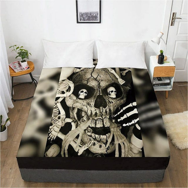Scary Skull Eyes Elastic Fitted Bed Sheet With An Elastic Band 1pc