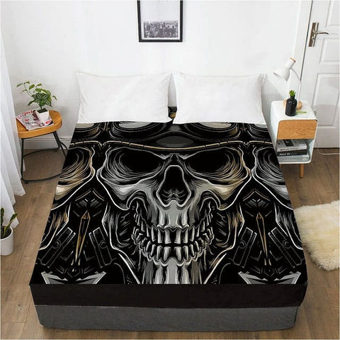 Dark Skull Elastic Fitted Bed Sheet With An Elastic Band 1pc