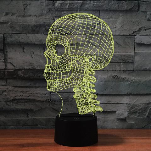 Skull Acrylic Touch Illusion Night Light Remote Control 16 Colors